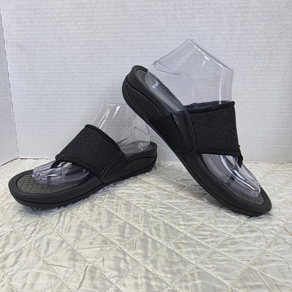 Baretraps Dasie Womens 8.5M Wedge Thong Slide Flip Flop Black Sandal Comfort